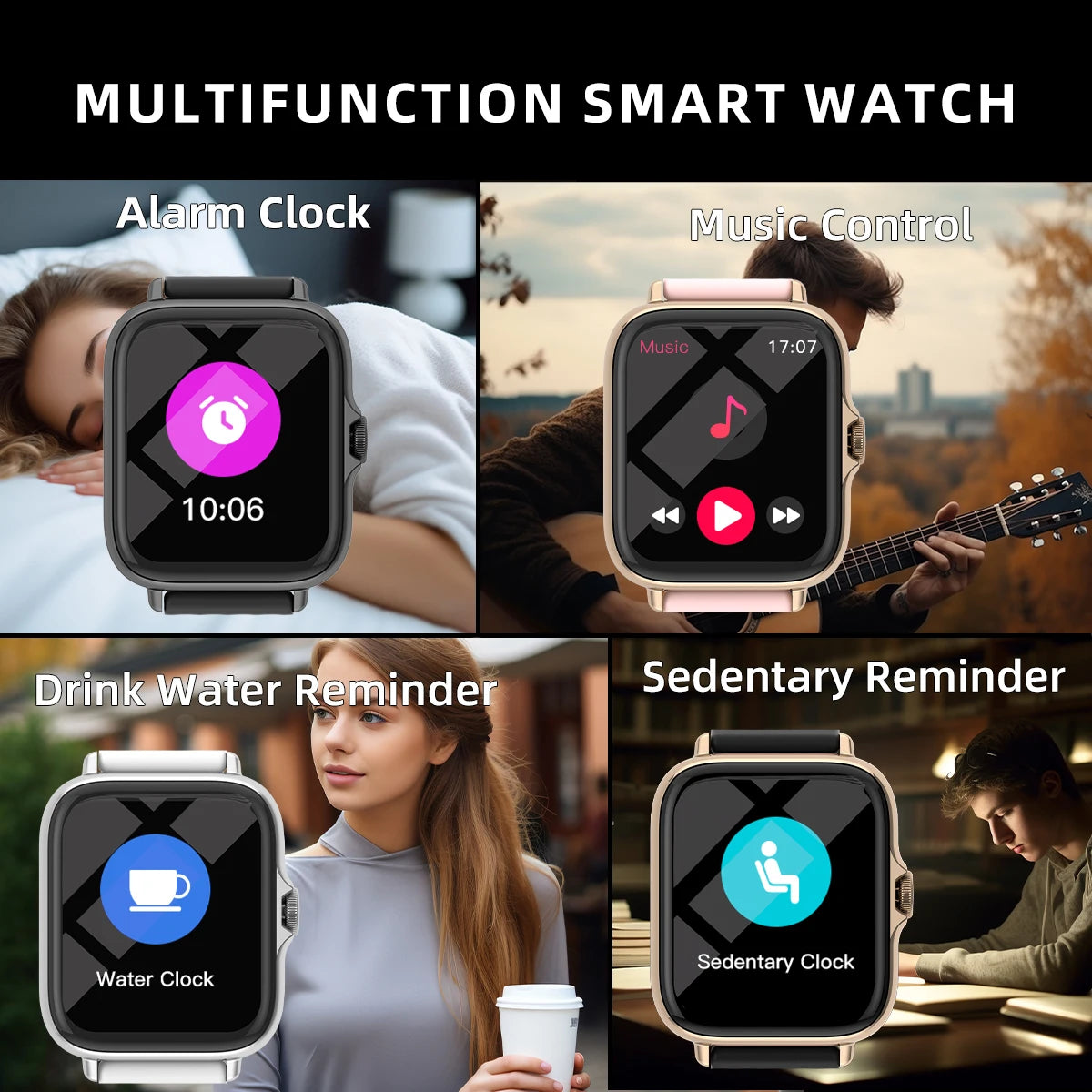 Waterproof Smart Watch with Message Answer Call Sleep Monitoring Sports Pedometer Information Alerts For iPhone and Android